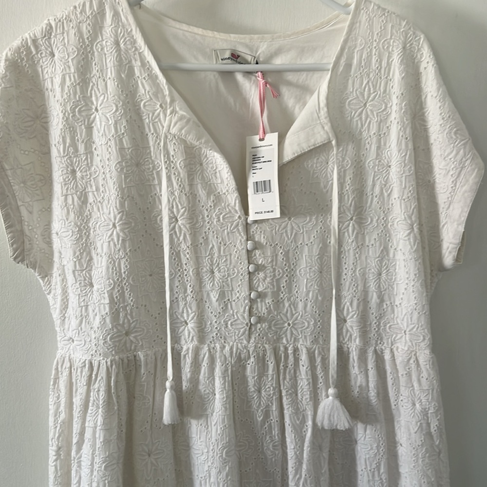 Vineyard Vines White Embroidered Midi Dress